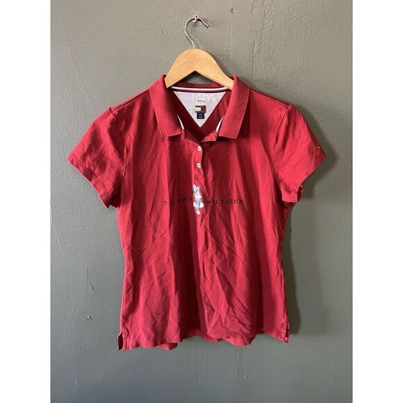 Tommy Hilfiger x Disney Womens Red Short Sleeve Polo Shirt Minnie Mouse Large - Picture 1 of 3